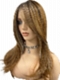 Light Red Brown Gold Blonde Highlights straight long layered   Synthetic Lace Part Wig GLP045