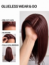 Glamvigor Hybrillia™ Blend Human Hair Dark Auburn Blend with Dark Brown  long layered  PRE-CUT Lace Part  Wig GLP071