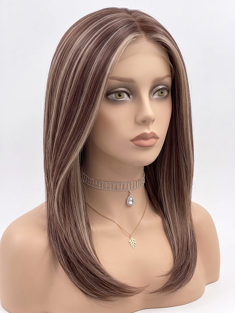 Glamvigor Hybrillia Blend Human Hair Pretty Medium Light  Auburn with Ginger Blonde Straight  Lace Part Wig GLP009