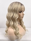 Glamvigor Hybrillia Blend Human Hair Milkshake Blonde ombre long layered wavy with Bangs Wig (Basic Cap) GBC025