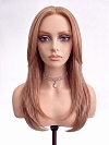 Glamvigor Hybrillia™ Blend Human Hair Auburn Blended mixed Beige Blonde with side bangs  PRE-CUT Lace Part Wig GLP072