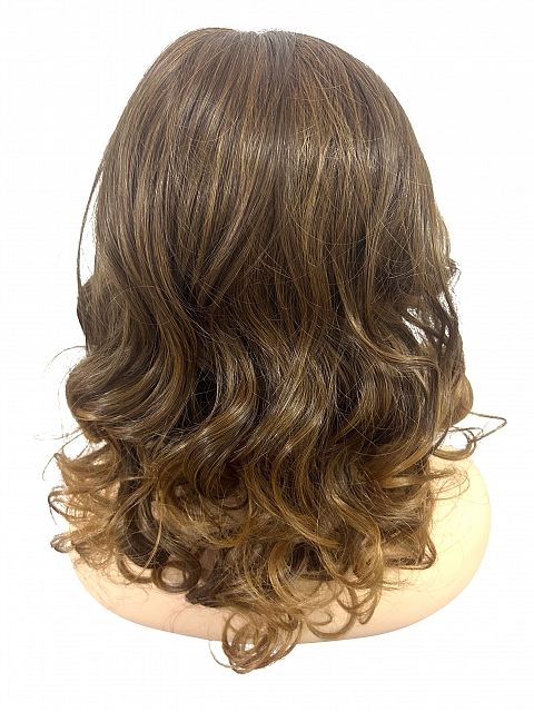 Glamvigor Hybrillia™ Blend Human Hair chic Chestnut Brown gentle    layered wave Lace Part Wig GLP064