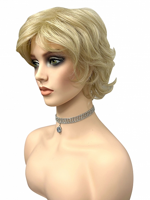 Glamvigor Hybrillia™ Blend Human Hair Fashion Blonde mixed Layered Wavy Short Pixie Cut  wig (Basic Cap) GBC007 