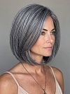Glamvigor Hybrillia Blend Human Hair Black mixed silver short bob Lace Part Wig GLP050