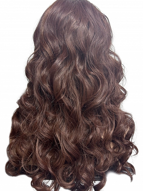 Vibrant  Medium Red and Auburn blend  loose waves   Synthetic Lace Part Wig GLP026
