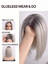  Glamvigor Hybrillia Blend Human Hair ICED BLONDE WITH Dark Roots Straight PRE-CUT Lace Part Wig GLP078