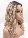 Glamvigor Hybrillia Blend Human Hair Warm Blonde with Dark Roots layered PRE-CUT Lace Part Wig GLP084