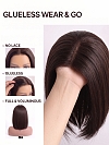 Glamvigor Hybrillia Blend Human Hair Dark Brown base with Light Reddish Brown highlights shoulder-length PRE-CUT Lace Part Wig GLP076