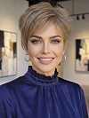 Glamvigor Hybrillia™ Blend Human Hair Chic Warm Medium Brown with Medium Golden Blonde Highlights short Pixie  Wig (Basic Cap) GBC004