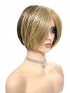 Medium Light Brown Evenly Blended with Medium Golden Blonde modern bob Synthetic Wig (Basic Cap) GBC015