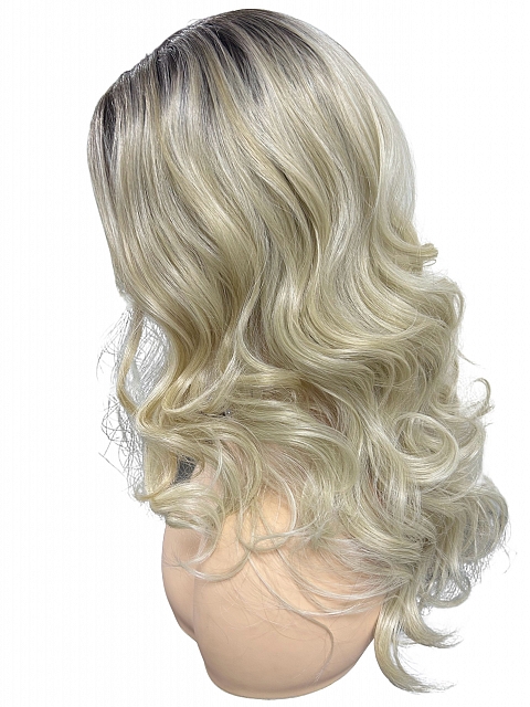 Perfect light  Blonde ombre  long, soft, undulating wavy Synthetic Lace Part Wig GLP051