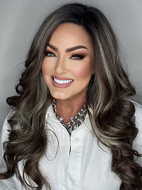 Gorgeous Brown with Light Honey Blonde Highlights and Dark Roots long bouncy barrel wavy  Synthetic Lace Part Wig GLP015