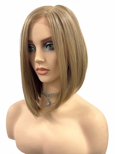 Glamvigor Hybrillia™ Blend Human Hair Ash brown  classic bob style Synthetic Lace Part Wig GLP059