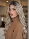Glamvigor Hybrillia Blend Human Hair  Light Platinum Ombre Long Layered Wavy  Lace Part Wig GLP065