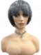 Perfect 80% black mixed 20% white Blended chin length bob with full bangs ynthetic Wig (Basic Cap) GBC024