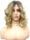 flirty Dark Blonde with Light Copper Blonde Highlights & Golden Brown Roots mid-length layered waves synthetic Lace Part  wig glp037