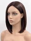 Glamvigor Hybrillia Blend Human Hair Dark Brown base with Light Reddish Brown highlights shoulder-length PRE-CUT Lace Part Wig GLP076
