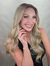 Glamvigor Hybrillia™ Blend Human Hair Exquisite Dark Honey Blonde ombre long layered wavy Lace Part Wig GLP021