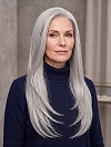 Glamvigor Hybrillia™ Blend Human Hair Light Grey long layered PRE-CUT Lace Part Wig GLP073