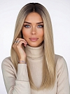 Glamvigor Hybrillia™ Blend Human Hair  Platinum with Shaded Roots long staright Lace Part Wig GLP066