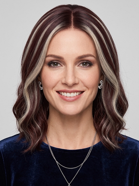 Glamvigor Hybrillia Blend Human Hair Trendy Auburn with  Cool Platinum Blonde Highlights wavy  Lace Part Wig GLP006