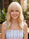 Glamvigor Hybrillia Blend Human Hair blonde wavy with Bangs Lace Part Wig GLP083