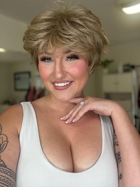 Minimalist Ash Blonde highlights short  Pixie Synthetic Wig (Basic Cap) GBC004