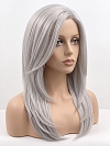 Glamvigor Hybrillia Blend Human Hair Light Grey long layered PRE-CUT Lace Part Wig GLP073