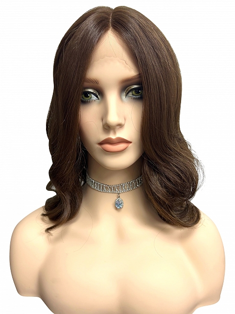 Trendsetting  Medium Brown layered wavy  Synthetic Lace Part Wig GLP024