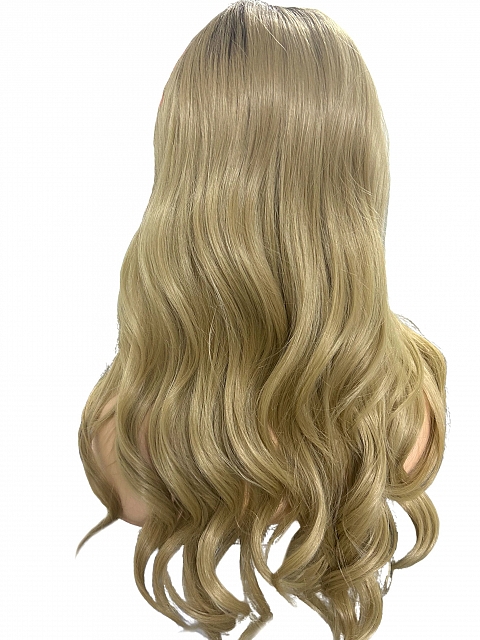 Glamvigor Hybrillia™ Blend Human Hair Blonde ombre long layered loose wavy Lace Part Wig GLP062