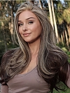 Warm Brown mixed Blonde long straight Synthetic Lace Part Wig GLP002