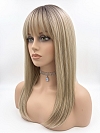 Glamvigor Hybrillia Blend Human Hair Elegantblonde ombre with FULL bangs long staright Lace  Wig GLP061