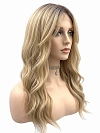Glamvigor Hybrillia Blend Human Hair Blonde ombre long layered loose wavy Lace Part Wig GLP062