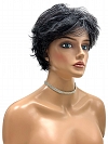 Black mixed silver  Short Wolf Tail Synthetic Wig (Basic Cap) GBC002