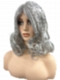Silver grey layed wavy with side bangs  Synthetic Lace Part Wig GLP049