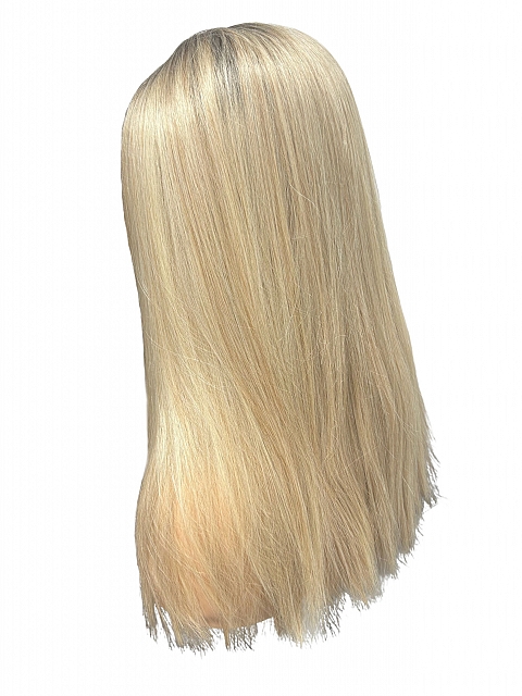 Glamvigor Hybrillia™ Blend Human Hair  Platinum with Shaded Roots long staright Lace Part Wig GLP066