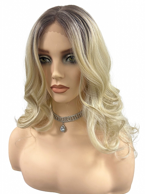 Perfect light  Blonde ombre  long, soft, undulating wavy Synthetic Lace Part Wig GLP051
