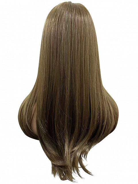 Chic Medium Brown long cascading staright Synthetic Lace Part Wig GLP027