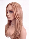 Glamvigor Hybrillia™ Blend Human Hair Auburn Blended mixed Beige Blonde with side bangs  PRE-CUT Lace Part Wig GLP072