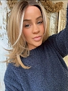 Glamvigor Hybrillia™ Blend Human Hair Honey blonde  with platinum blonde highlights strands in the front Straight Lace Part Wig GLP053