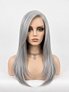 Glamvigor Hybrillia™ Blend Human Hair Light Grey long layered PRE-CUT Lace Part Wig GLP073