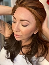 Captivating  Warm Medium Brown Evenly Blended with Medium Golden Blonde Long Straight Synthetic Lace Part Wig GLP023