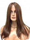 Soft warm brown long layered straight Synthetic Lace Part Wig GLP005