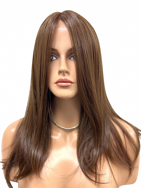 Soft warm brown long layered straight Synthetic Lace Part Wig GLP005