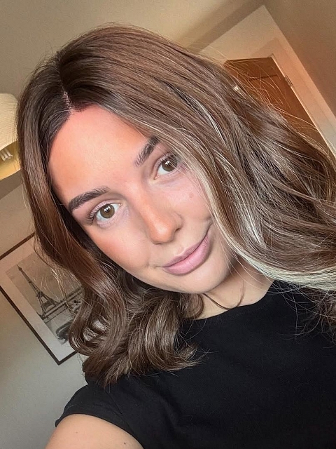 Glamvigor Hybrillia™ Blend Human Hair Medium Brown With blonde Highlights beautiful 