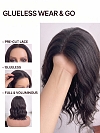 Glamvigor Hybrillia Blend Human Hair  black shoulder-length wavy PRE-CUT Lace Part Wig GLP080