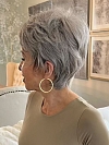 Perfect Pure Silver White and Pearl Platinum Blonde Blend short  cut with layers Synthetic Wig (Basic Cap) GBC012