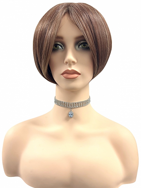 Glamvigor Hybrillia™ Blend Human Hair Medium Light Auburn Evenly Blended with Ginger Blonde  Wig (Basic Cap) GBC006