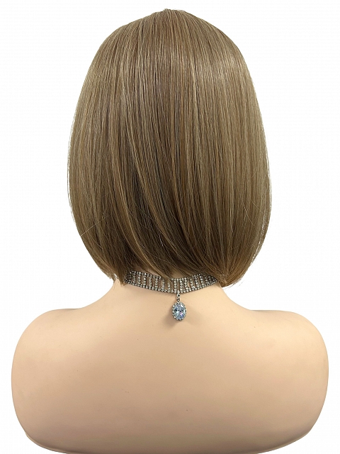 Glamvigor Hybrillia™ Blend Human Hair Ash brown  classic bob style Synthetic Lace Part Wig GLP059