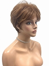 Glamvigor Hybrillia Blend Human Hair Cute Medium brown with Ginger Blonde Highlights Short Pixie Wig (Basic Cap) GBC001